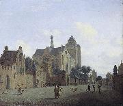 Jan van der Heyden The church at Veere oil